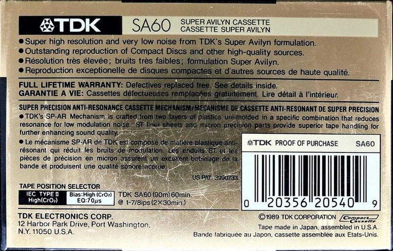 Compact Cassette: TDK  - SA 60