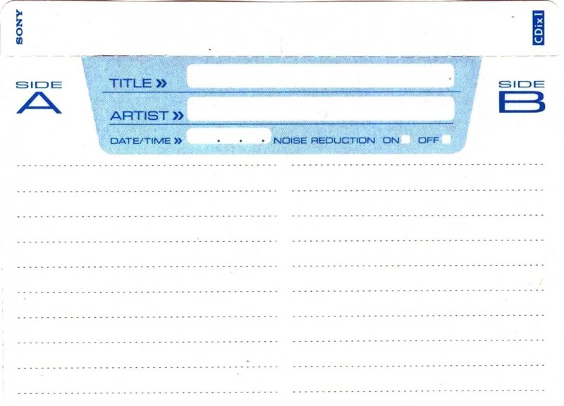 Compact Cassette Sony CDix I 90 "C-90CDX1E" Type I Normal 1997 Japan