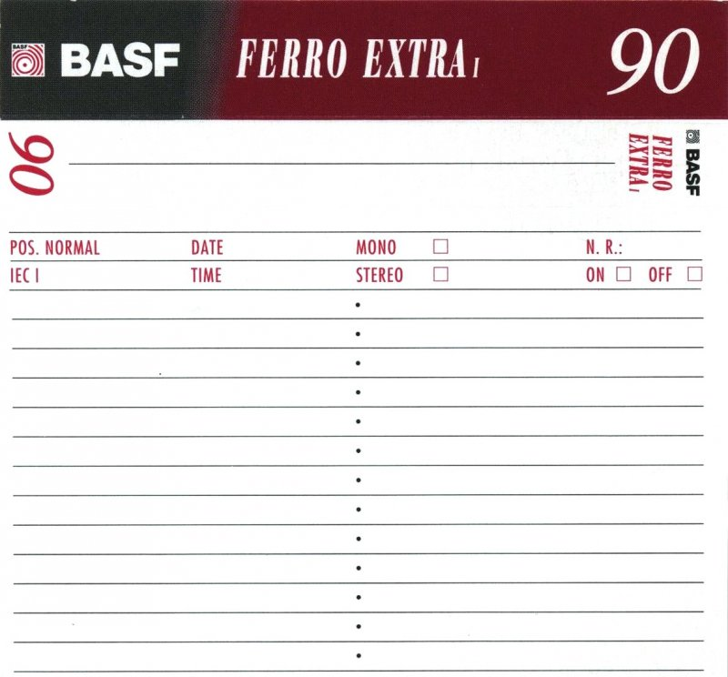 Compact Cassette BASF Ferro Extra I 90 Type I Normal 1993 Worldwide