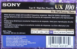 Compact Cassette Sony UX 100 Type II Chrome 1995 North America