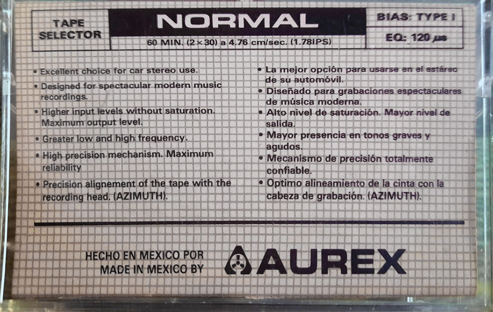 Compact Cassette Aurex EPX 60 Type I Normal 1980 Latin America