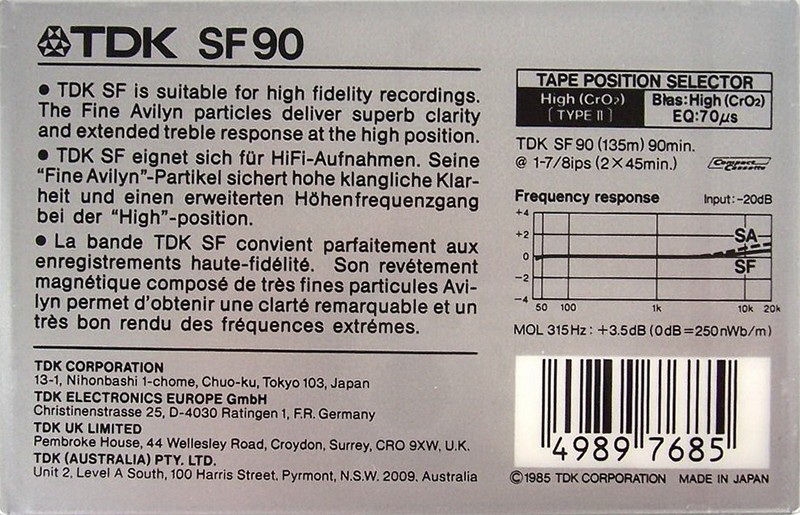 Compact Cassette: TDK  - SF 90