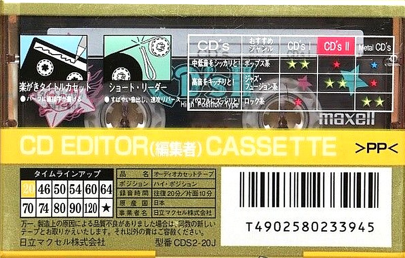 Compact Cassette Maxell CD`s II / CD`s 2 20 "CDS2-20J" Type II Chrome 1995 Japan