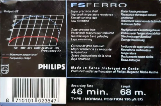 Compact Cassette Philips FS 46 Type I Normal 1989 Europe