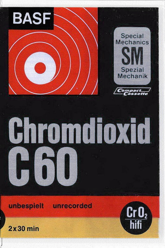 Compact Cassette BASF Chromdioxid 60 "Plastic case" Type II Chrome 1972 Europe