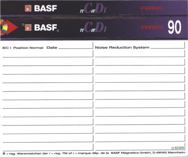 Compact Cassette: BASF  - Record I 90