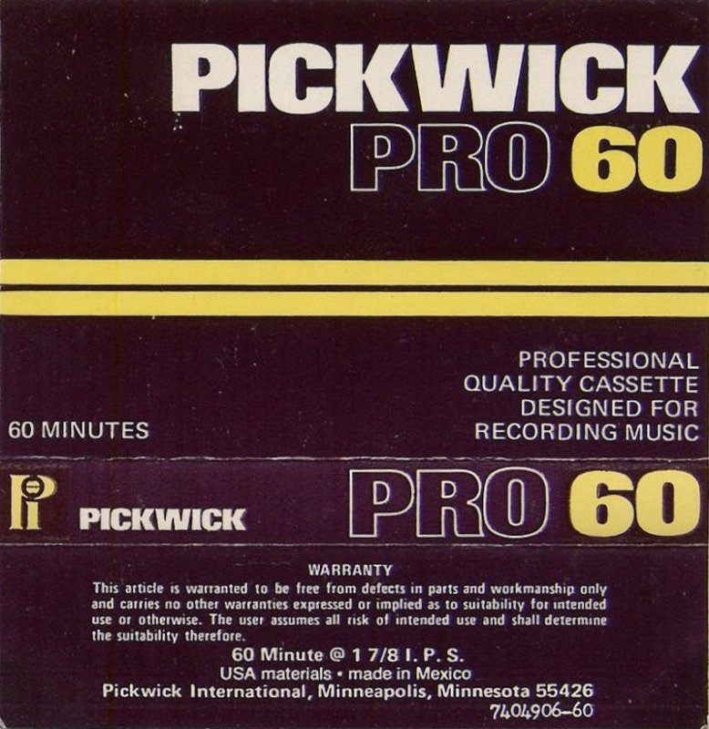 Compact Cassette Pickwick PRO 60 Type I Normal USA