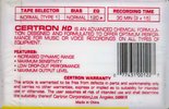 Compact Cassette Certron HD 30 Type I Normal 1988 USA