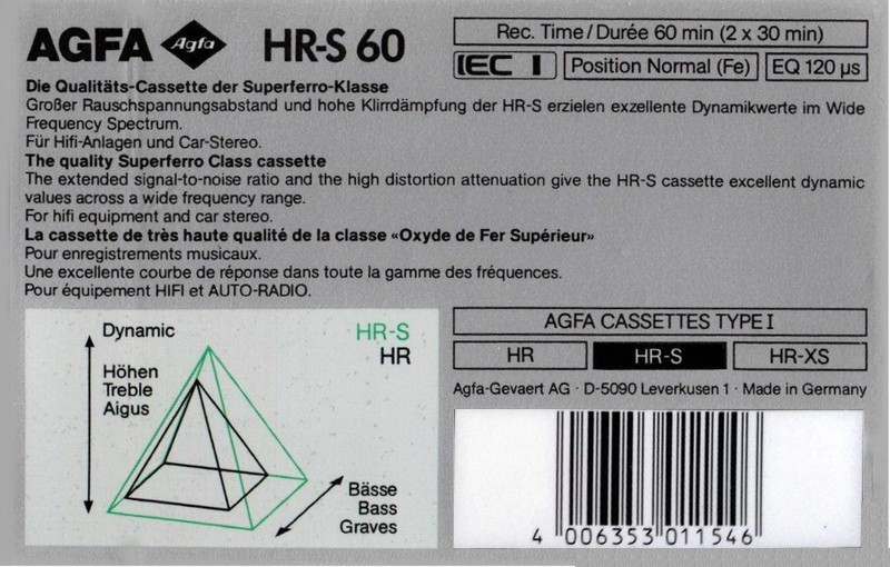 Compact Cassette: AGFA  - HR-S 60