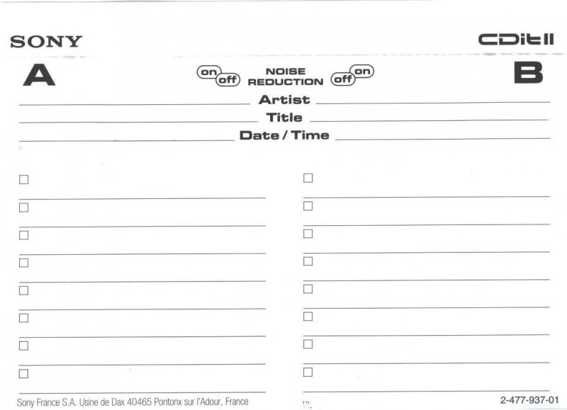 Compact Cassette Sony CDit II 46 "C-46CDIT2B" Type II Chrome 1996 Europe