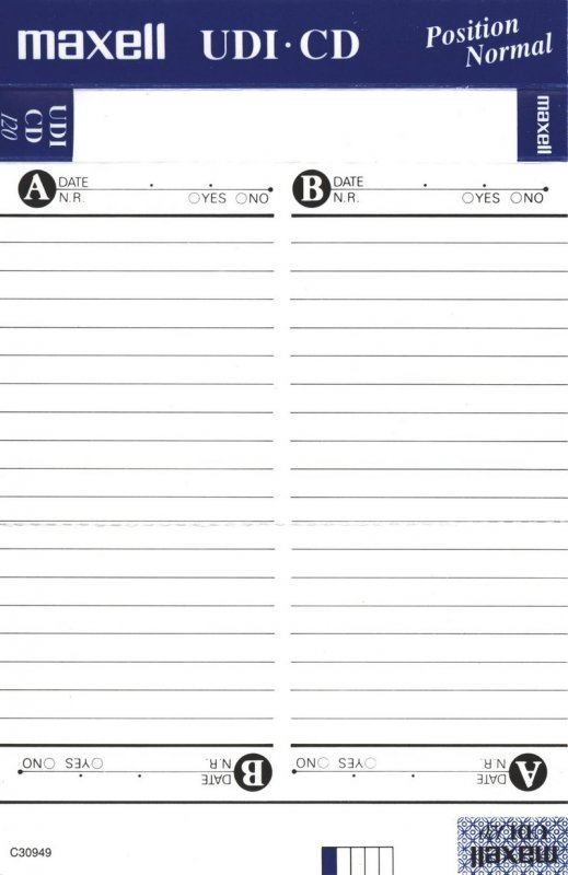 Compact Cassette Maxell UDI-CD 120 Type I Normal 1996 Europe
