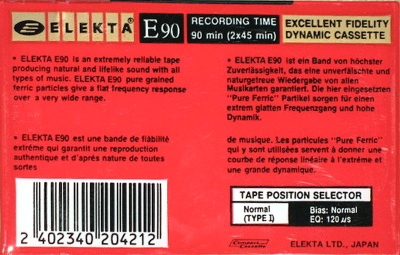 Compact Cassette Elekta 90 "E" Type I Normal Europe