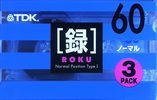 3 pack TDK Roku 60 "RK-60X3" Type I Normal 2000 Japan