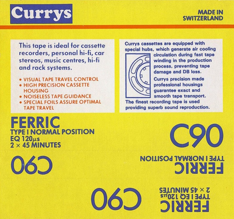 Compact Cassette Currys 90 Type I Normal Switzerland