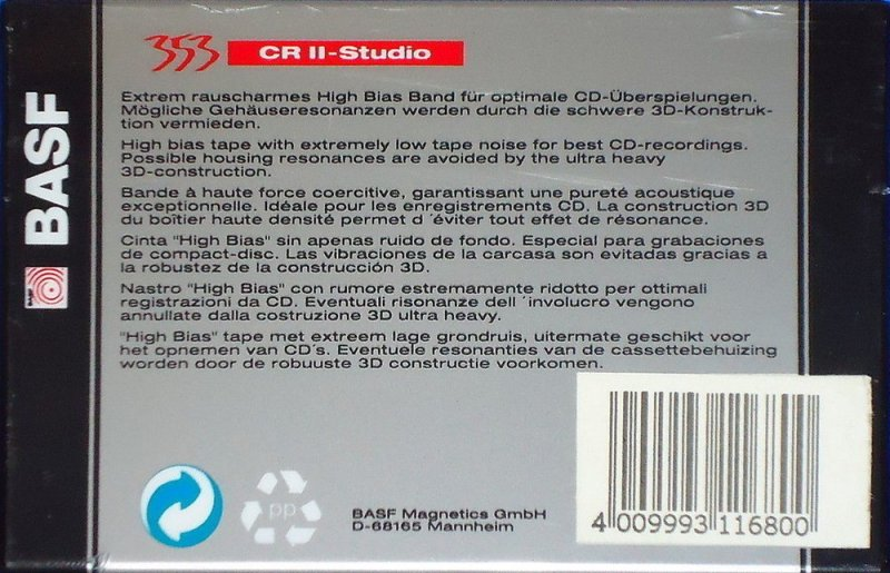 Compact Cassette: BASF  - CR II-Studio 90