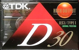 Compact Cassette TDK D 30 Type I Normal 1992 North America