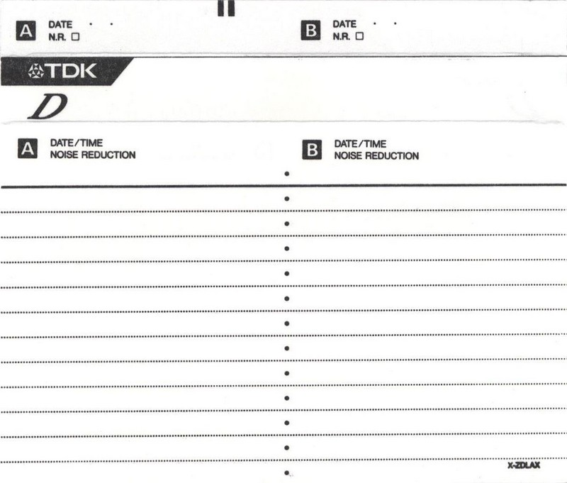 Compact Cassette TDK D 30 Type I Normal 1992 North America