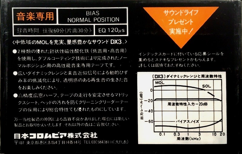 Compact Cassette Denon DX3 60 Type I Normal 1981 Japan