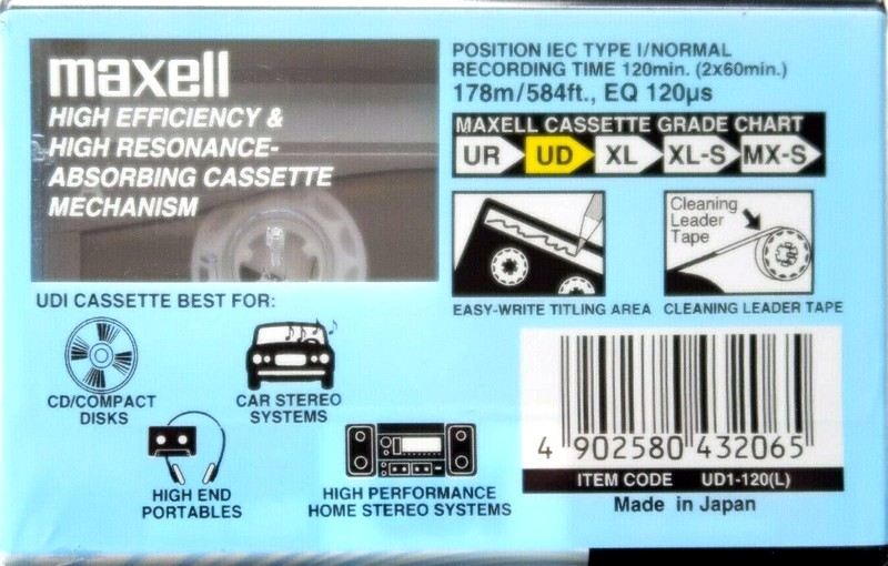 Compact Cassette Maxell UDI / UD1 120 "UD1-120(L)" Type I Normal 2002 Worldwide