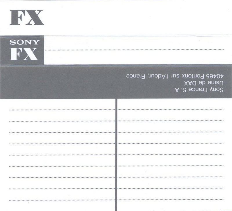 Compact Cassette Sony FX 90 "C-90FX1B" Type I Normal 1996 Europe
