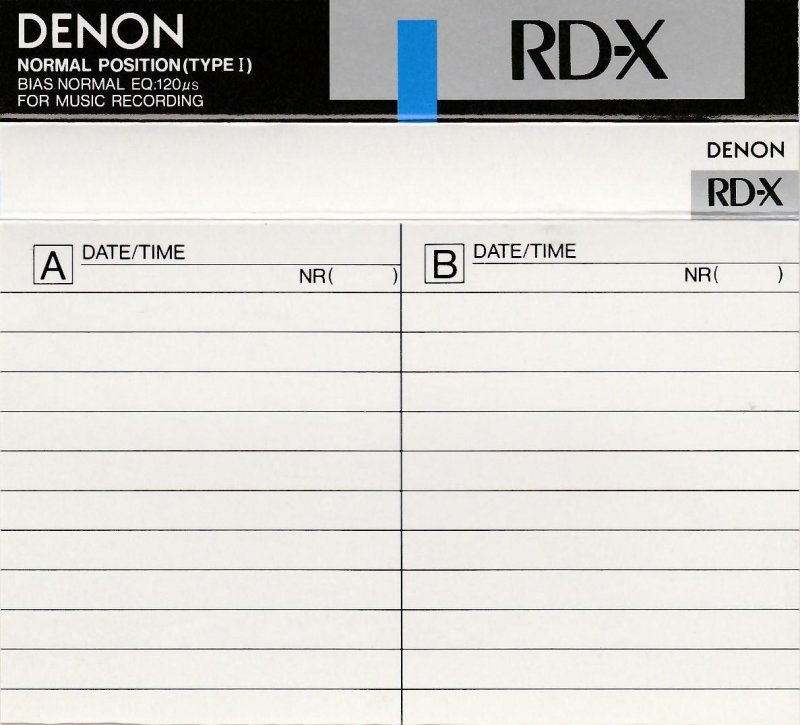 Compact Cassette Denon RD-X 50 "RD-X50N" Type I Normal 1988 Japan