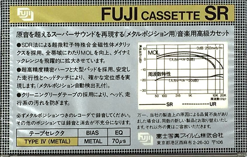 Compact Cassette Fuji SR 80 Type IV Metal 1980 Japan