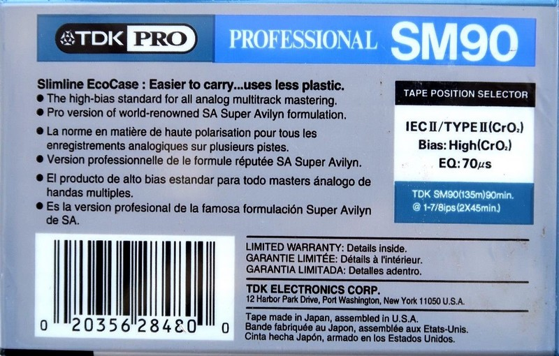 Compact Cassette TDK PRO SM 90 Type II Chrome 1997 USA