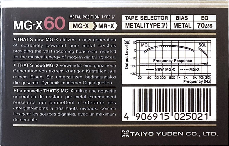 Compact Cassette Thats MG-X 60 Type IV Metal 1989 Europe