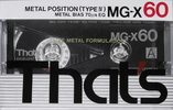 Compact Cassette Thats MG-X 60 Type IV Metal 1989 Europe
