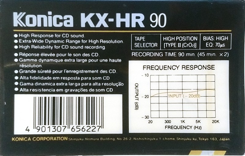Compact Cassette Konica KX-HR 90 Type II Chrome 1987 Europe