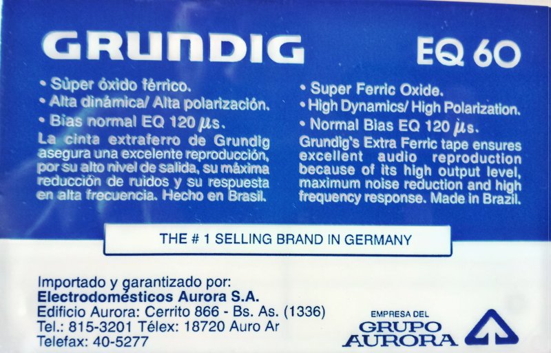 Compact Cassette Grundig EQ 60 Type I Normal Latin America