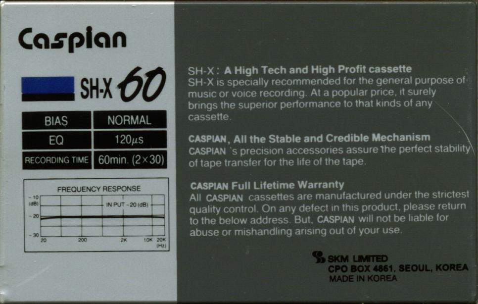 Compact Cassette Caspian 60 "SH-X" Type I Normal 1988 Iran