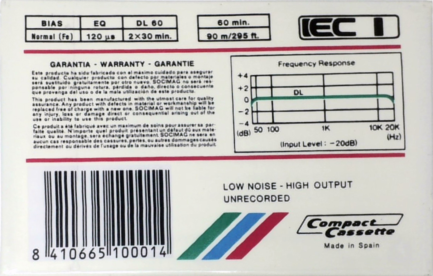Compact Cassette Socimag DL-I 60 Type I Normal 1984 Europe