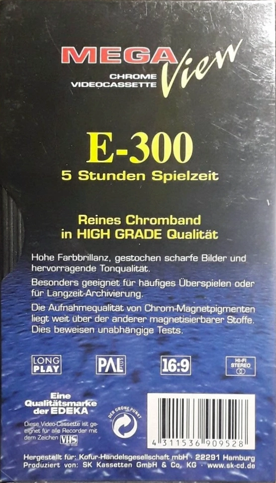 VHS, Video Home System Mega View 300 Type II Chrome 2000 Germany