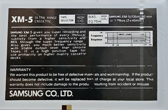 Compact Cassette Samsung XM-5 90 Type II Chrome 1988 Europe