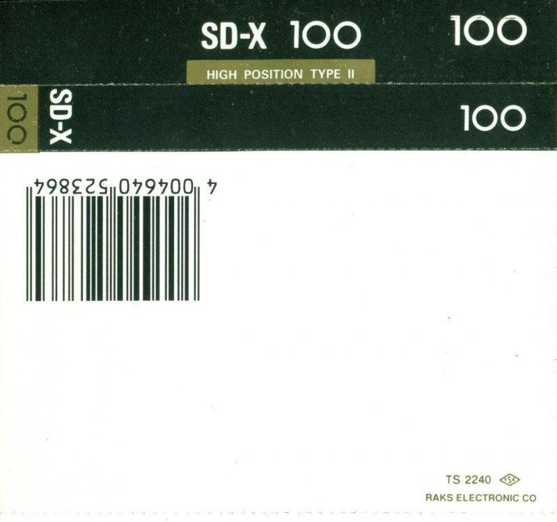 Compact Cassette RAKS SD-X 100 Type II Chrome 1991 Europe