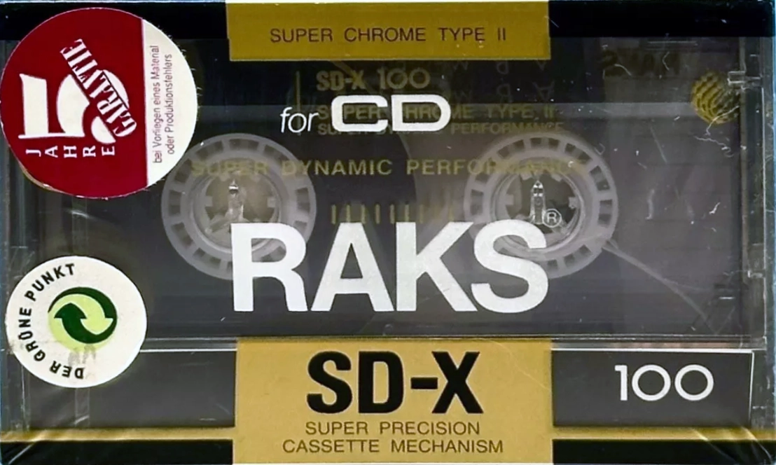 Compact Cassette RAKS SD-X 100 Type II Chrome 1991 Europe