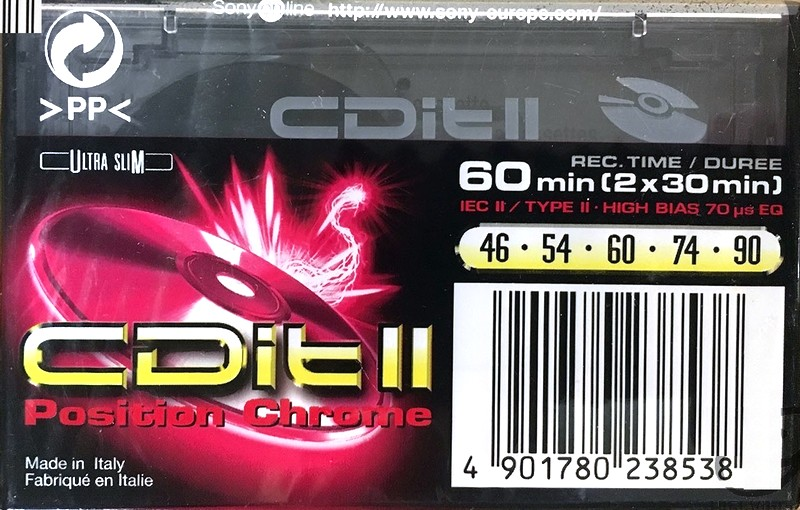 Compact Cassette Sony CDit II 60 "C-60CDIT2B" Type II Chrome 1996 Europe