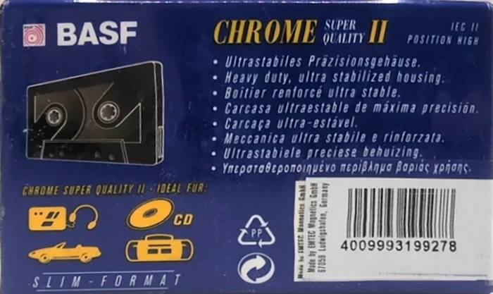 3 pack Emtec Chrome Super Quality II 90 Type II Chrome 2000 Europe