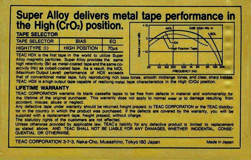 Compact Cassette: Taiyo Yuden Teac - HDX 90