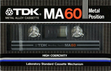 Compact Cassette TDK MA 60 Type IV Metal 1982 Australia, Europe