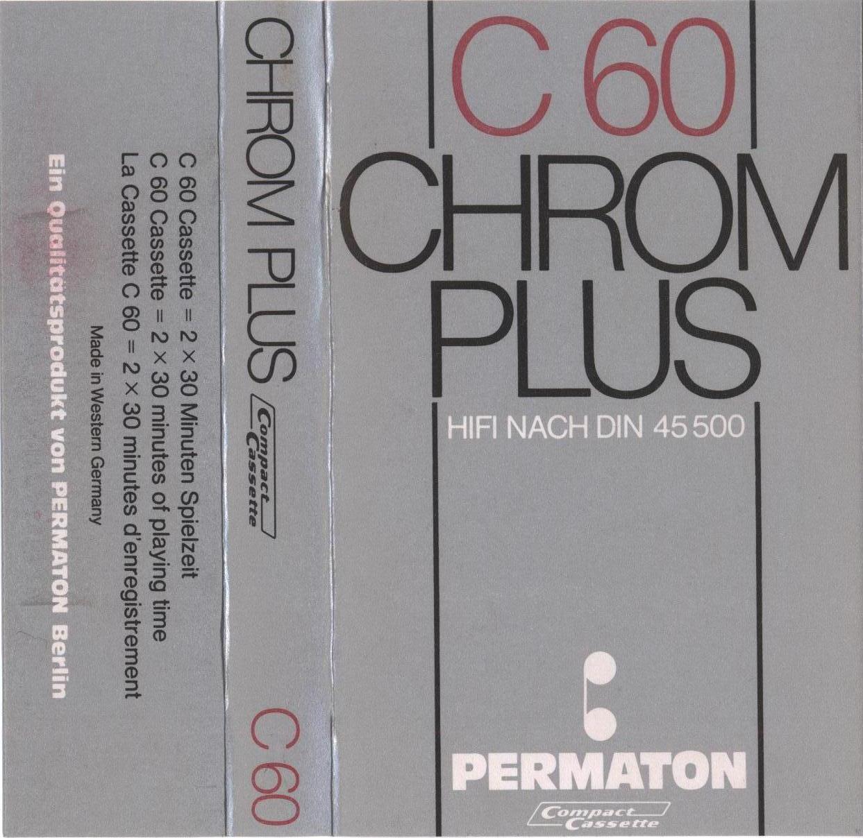 Compact Cassette Permaton Chrom Plus 60 Type II Chrome 1978 Europe