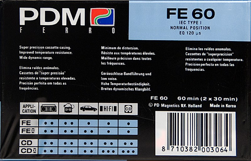 Compact Cassette PDM FE 60 Type I Normal 1990 Europe