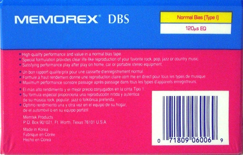 Compact Cassette: Memorex  - dBS 110