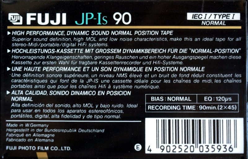 Compact Cassette Fuji JP-Is 90 Type I Normal 1989 Europe
