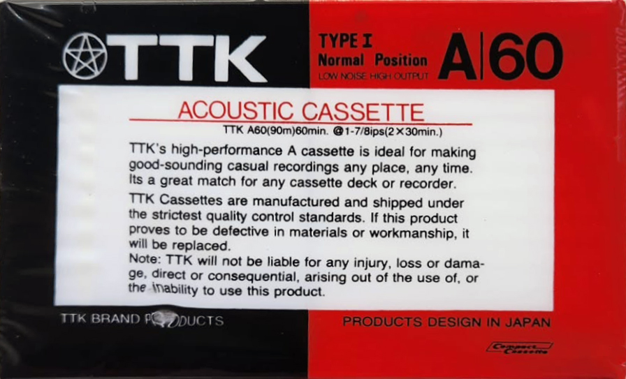 Compact Cassette TTK A 60 Type I Normal 1986 Worldwide