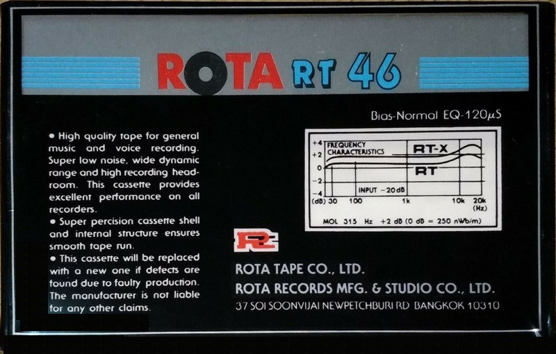 Compact Cassette ROTA RT 46 Type I Normal Thailand