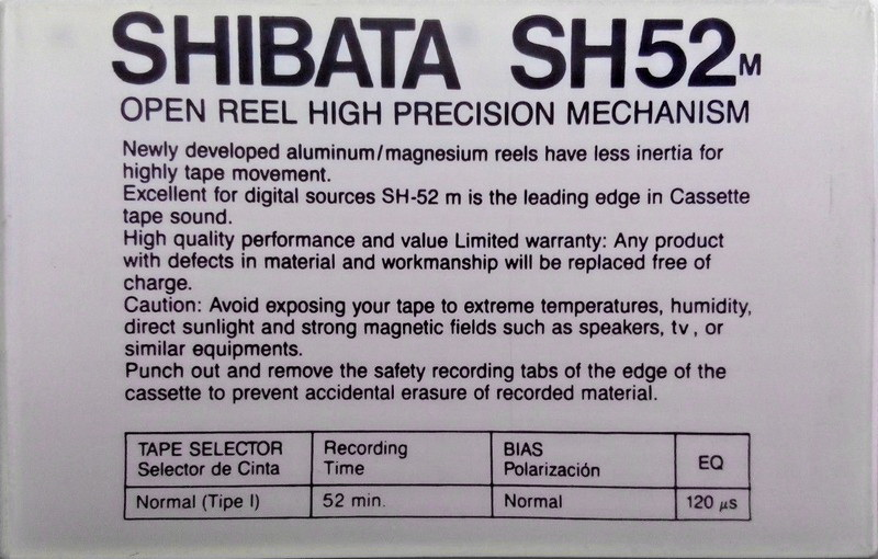 Compact Cassette Shibata 52 "SH52M" Type I Normal Hong Kong