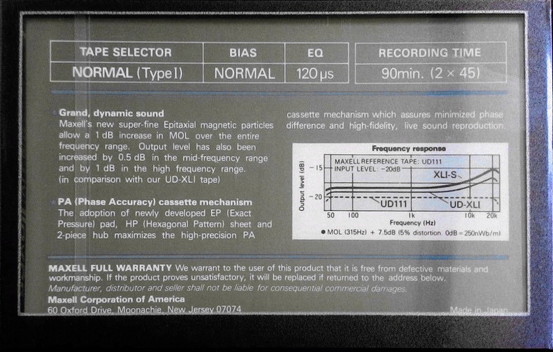 Compact Cassette: Maxell / Hitachi Maxell - XLI-S 90