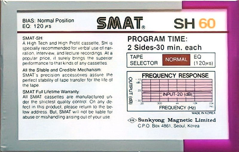 Compact Cassette: Sunkyong Magnetic Limited (SKM) Smat -  60